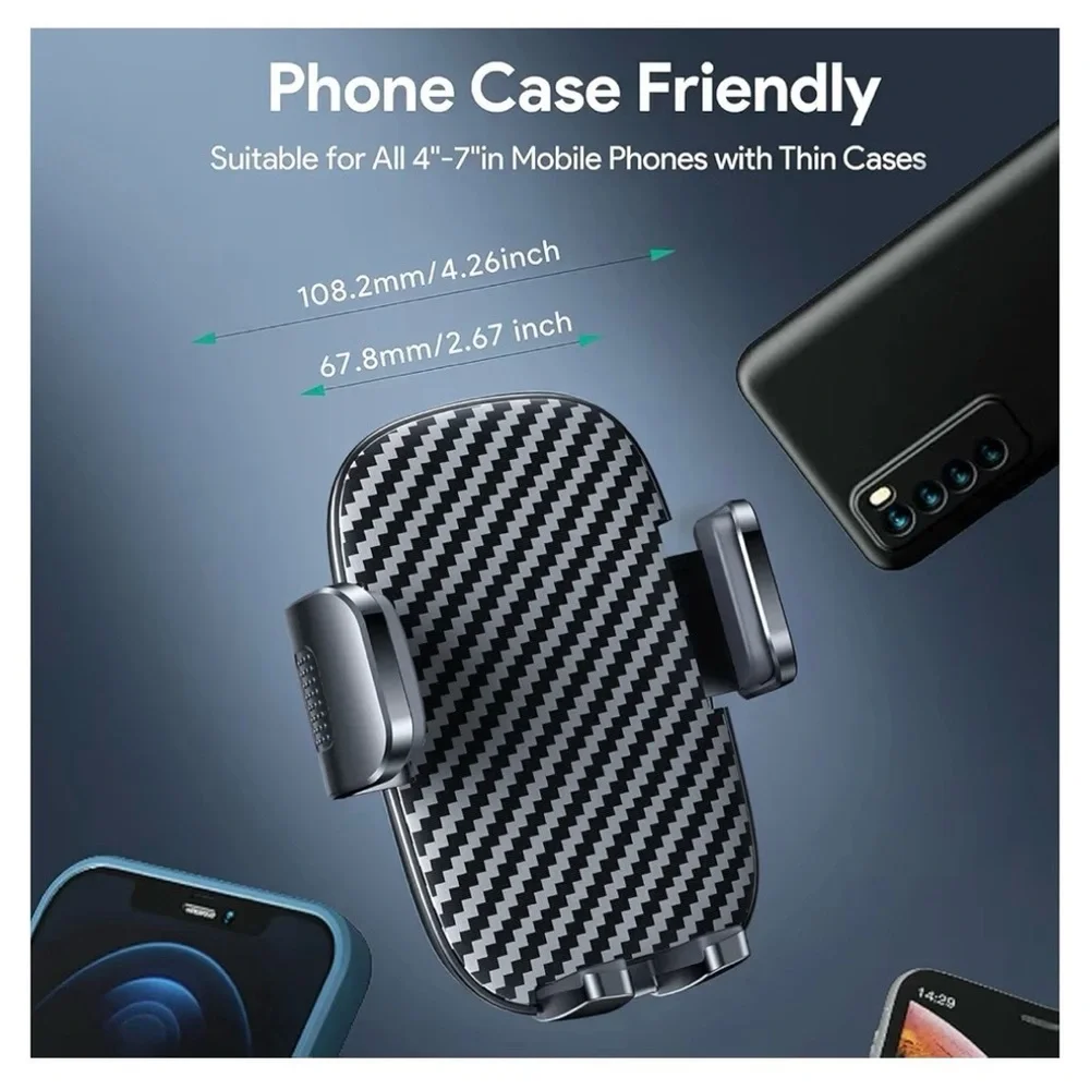Universal Black Carbon Fiber Wireless Car Phone Mount